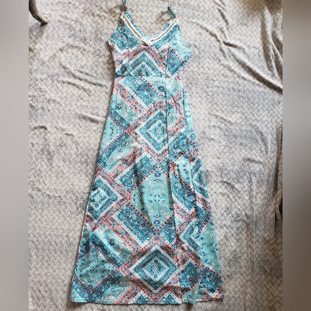 Stunning geometric and floral maxi dress